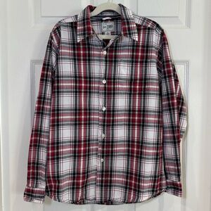 The Children's Place Plaid Long Sleeve Button Down Holiday Boys Shirt Sz L 10/12